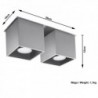 Luminária de Teto QUAD Cinzento IP20 2x GU10 Sem Lâmpada - SOL-SL.0064 - 8445152081224