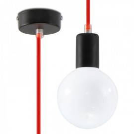 Luminária Suspensa EDISON Vermelho IP20 Cabo Ajustável 1x E27 Sem Lâmpada - SOL-SL.0155 - 8445152078569