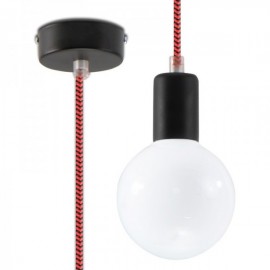 Luminária Suspensa EDISON Preto/Vermelho IP20 Cabo Ajustável 1x E27 Sem Lâmpada - SOL-SL.0158 - 8445152078552