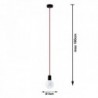 Luminária Suspensa EDISON Preto/Vermelho IP20 Cabo Ajustável 1x E27 Sem Lâmpada - SOL-SL.0158 - 8445152078552