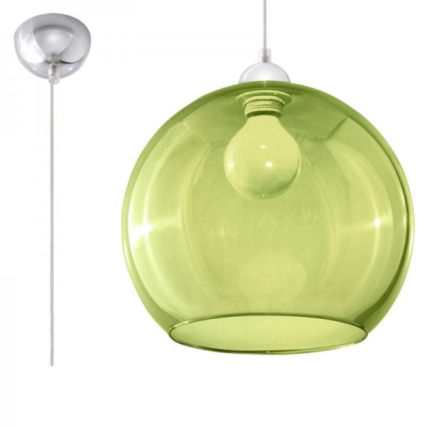 Luminária Suspensa BALL Verde/Cromado IP20 Cabo Ajustável 1x E27 Sem Lâmpada - SOL-SL.0254 - 8445152078057