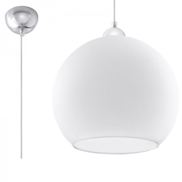 Luminária Suspensa BALL Branco/Cromado IP20 Cabo Ajustável 1x E27 Sem Lâmpada - SOL-SL.0256 - 8445152078002