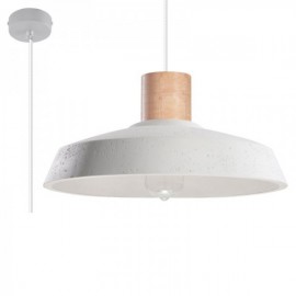 Luminária Suspensa AFRA Branco/Madeira IP20 Cabo Ajustável 1x E27 Sem Lâmpada - SOL-SL.0282 - 8445152077838