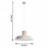 Luminária Suspensa AFRA Branco/Madeira IP20 Cabo Ajustável 1x E27 Sem Lâmpada - SOL-SL.0282 - 8445152077838