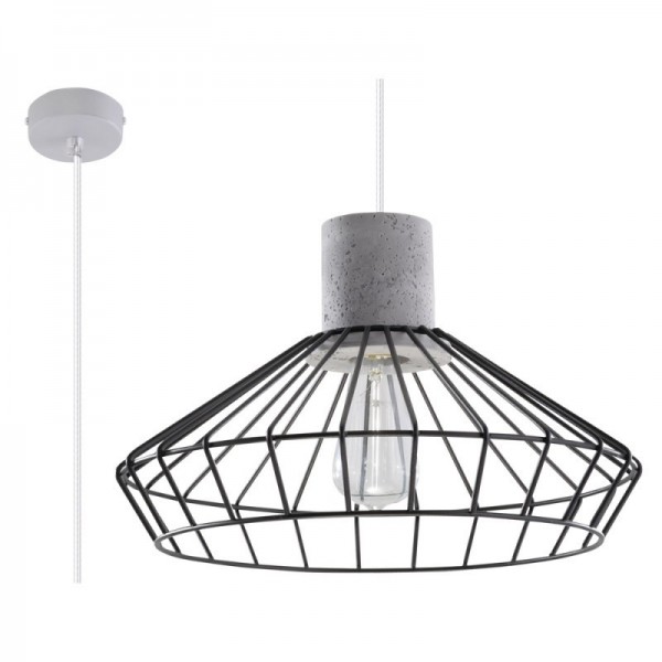 Luminária Suspensa NELSON Preto/Gris IP20 Cabo Ajustável 1x E27 Sem Lâmpada - SOL-SL.0287 - 8445152079139