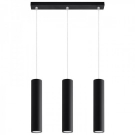 Luminária Suspensa LAGOS Preto IP20 Cabo Ajustável 3x GU10 Sem Lâmpada - SOL-SL.0329 - 8445152078811