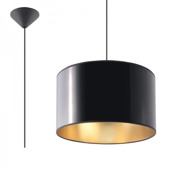 Luminária Suspensa LUXOR Preto/Ouro IP20 Cabo Ajustável 1x E27 Sem Lâmpada - SOL-SL.0362 - 8445152078910