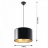 Luminária Suspensa LUXOR Preto/Ouro IP20 Cabo Ajustável 1x E27 Sem Lâmpada - SOL-SL.0362 - 8445152078910