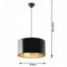 Luminária Suspensa LUXOR Preto/Ouro IP20 Cabo Ajustável 1x E27 Sem Lâmpada - SOL-SL.0363 - 8445152078927